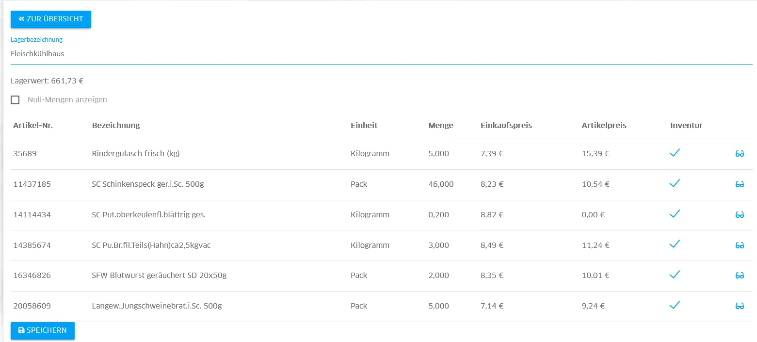 Warenwirtschaft Lagerverwaltung - Bestandsübersicht